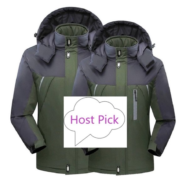 Other - Ski Jacket Waterproof Windproof Snow Jacket Hooded Mens Womens Gray & Green